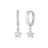 Silver Shining Hoop, White Rhodium, Premium Cubic Zirconia  + Give Fun Gift
